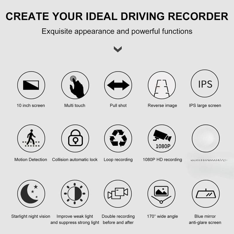 Front & Rear Car Video Dash Cam Camera - 1080P HD Rearview