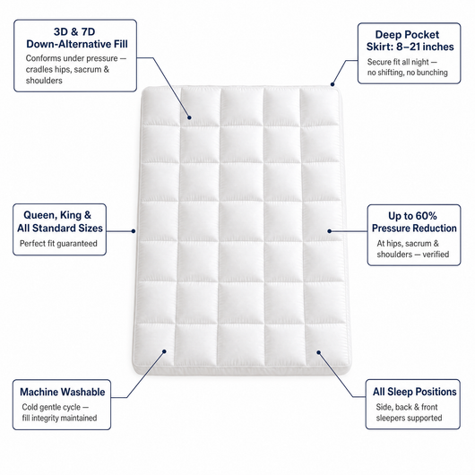 WestMonth™ - Pressure Shield 1000GSM Mattress Topper