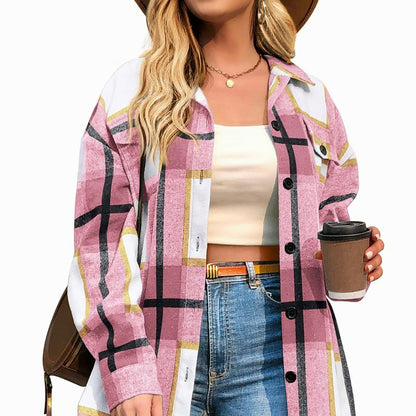 Womens Plus Size Fall - Flannel Plaid Long Sleeve