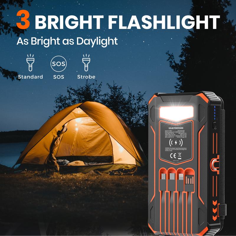 48000 4 Panel Solar Charger Power Bank, Wireless Portable Charger