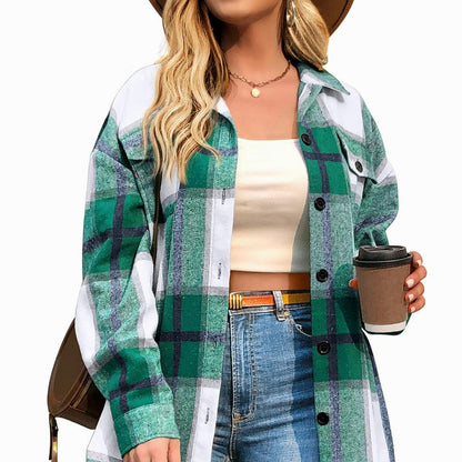 Womens Plus Size Fall - Flannel Plaid Long Sleeve