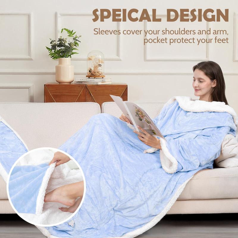 Wearable Heated Blanket with Foot Pocket & Sleeves - 7 Heat Levels
