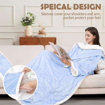 Wearable Heated Blanket with Foot Pocket & Sleeves - 7 Heat Levels